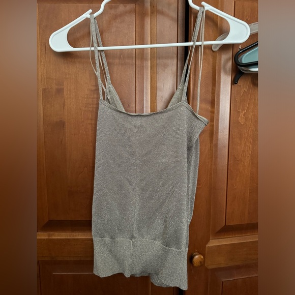 City UNLTD Vintage Silver spaghetti strap Cami tank w/ buttons M very cute!!! - Picture 3 of 4